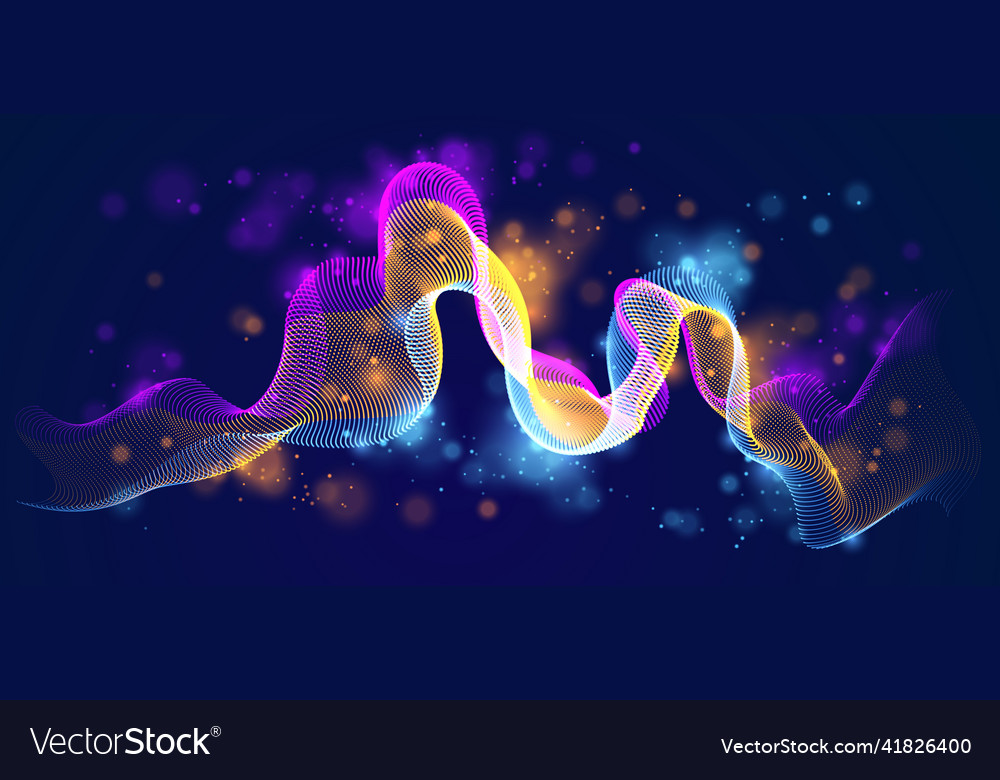 3d particles mesh array sound wave flowing over vector image 3d particles mesh array sound wave flowing over