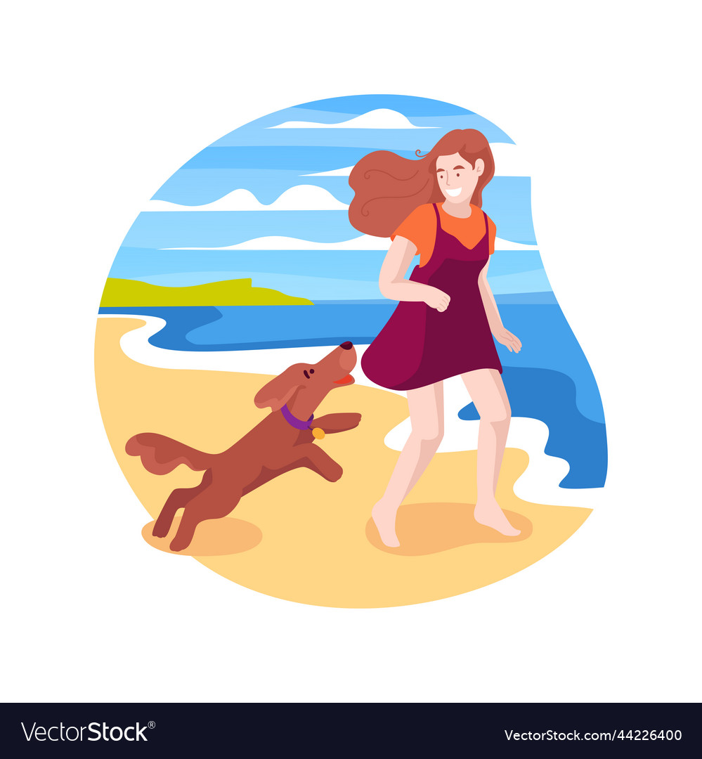 Beach walk isolated cartoon Royalty Free Vector Image