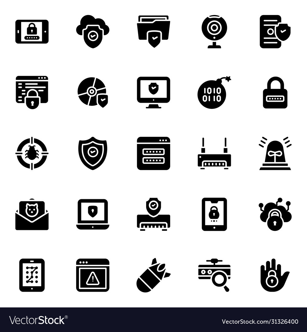 Cyber hacking icons pack