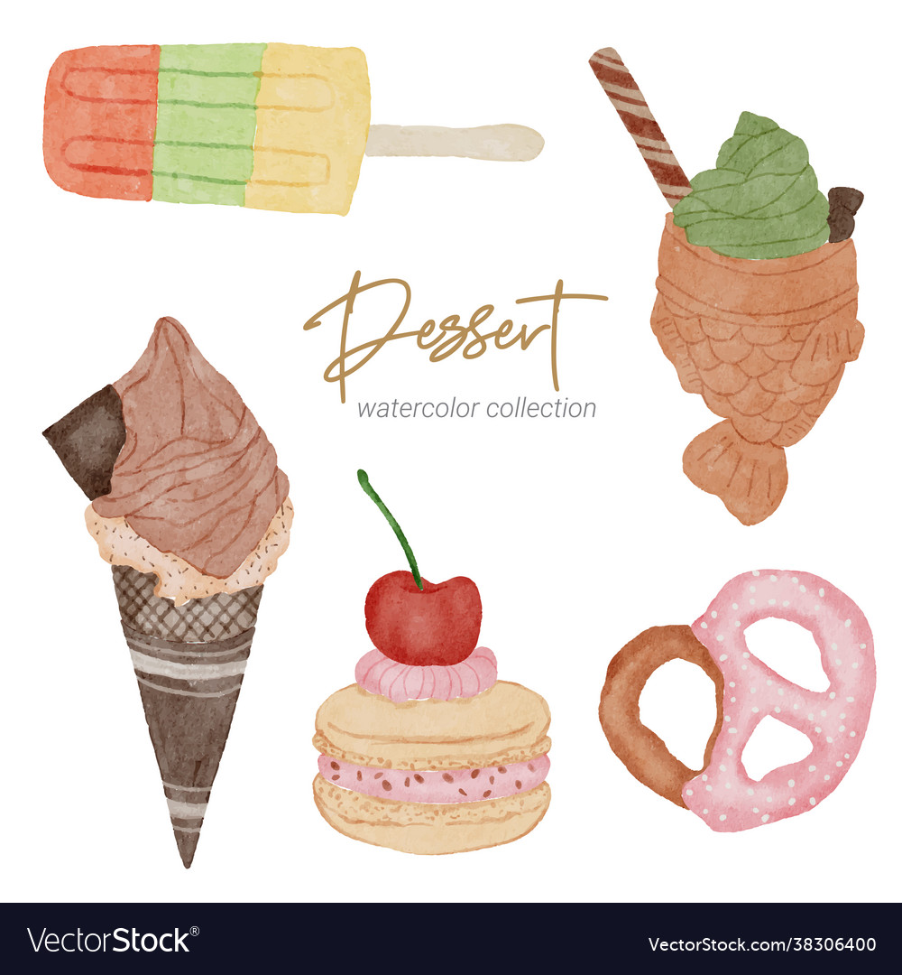 Dessert watercolor hand paint collection