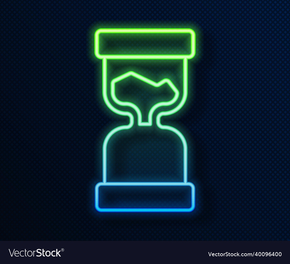 Glowing neon line old hourglass with flowing sand