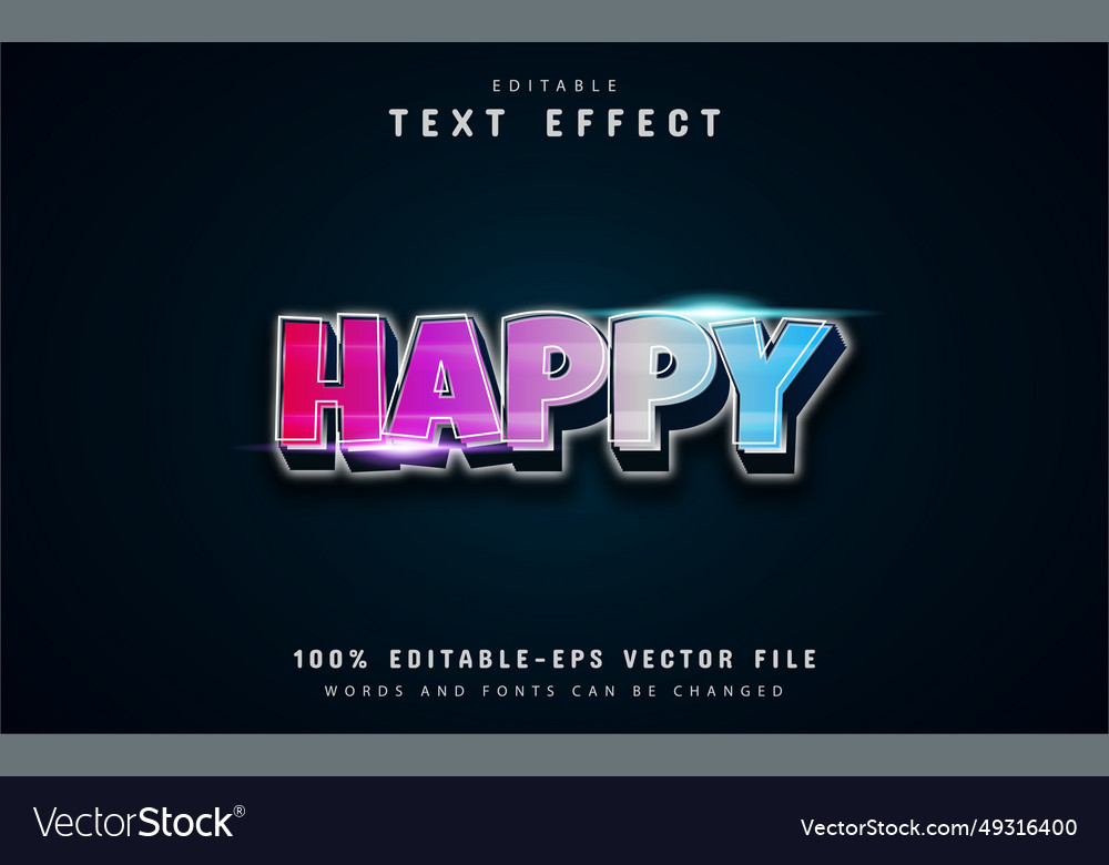 Happy text colorful gradient style effect