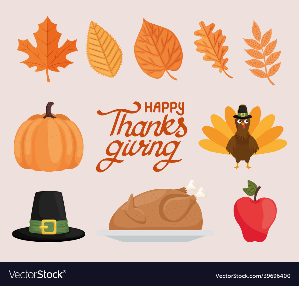 Happy thanksgiving celebration icons