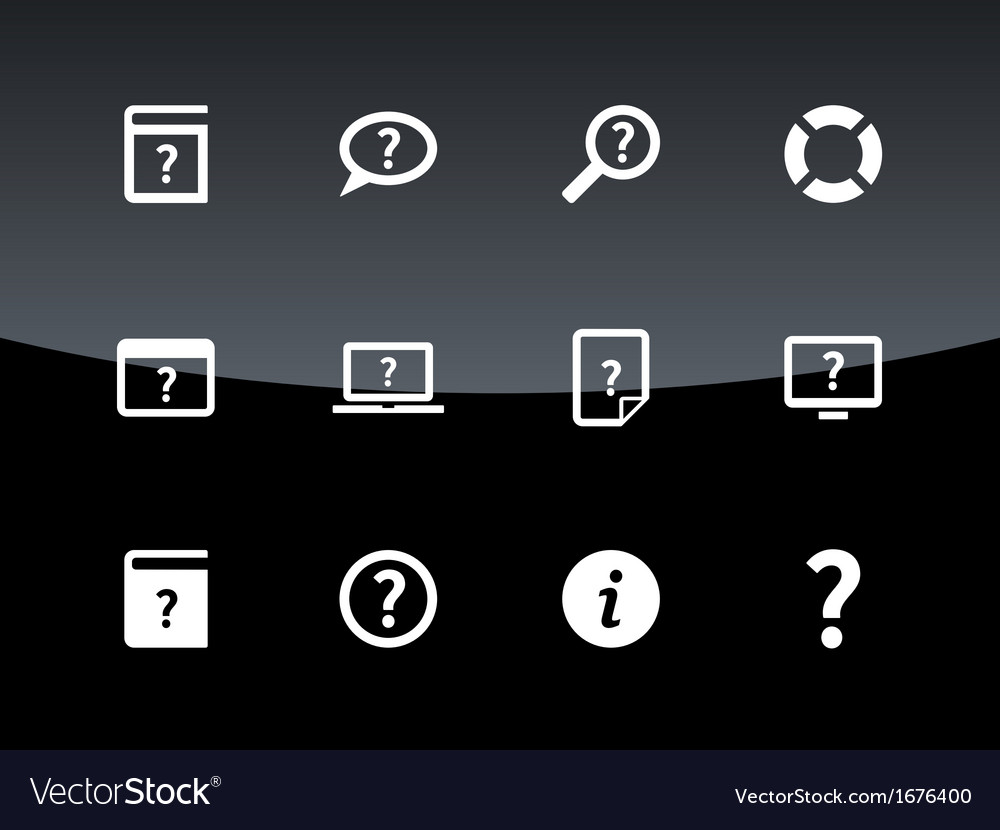 Help and faq icons on black background