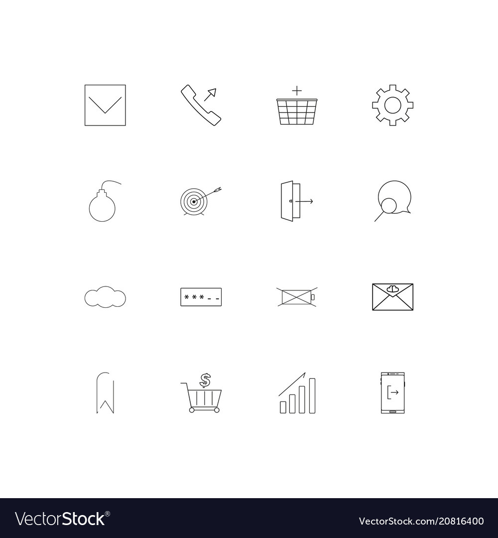 Interface linear thin icons set outlined simple