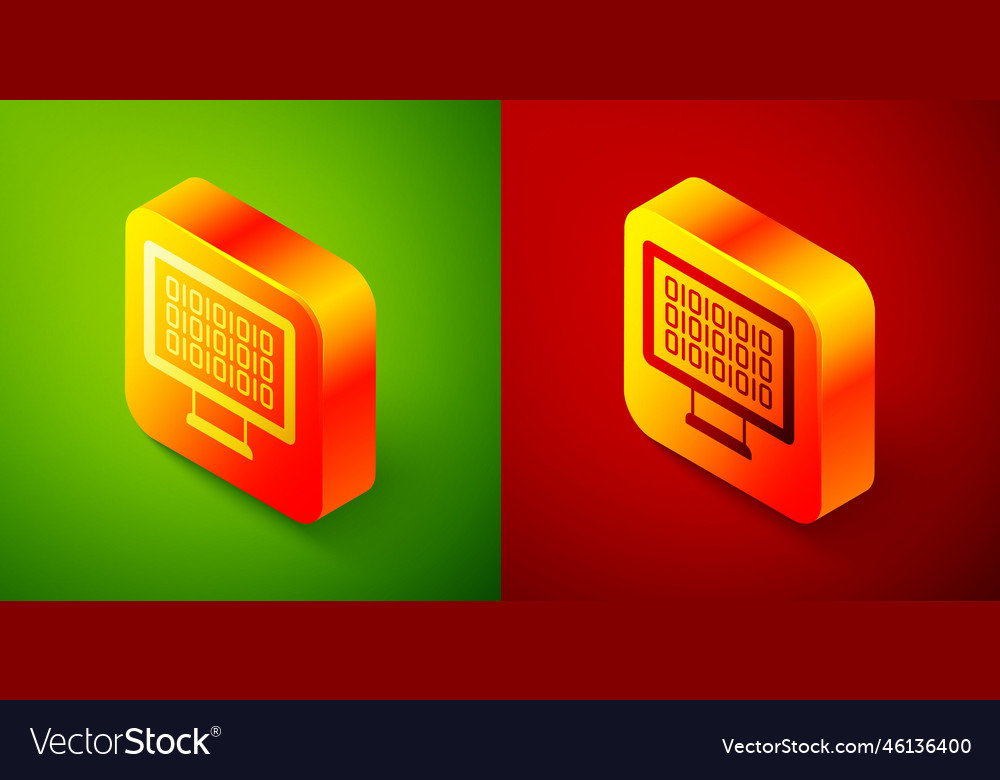 Isometric binary code icon isolated on green vector image Isometric binary code icon isolated on green