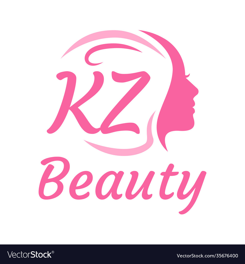 Kz letter logo design with female face elegant