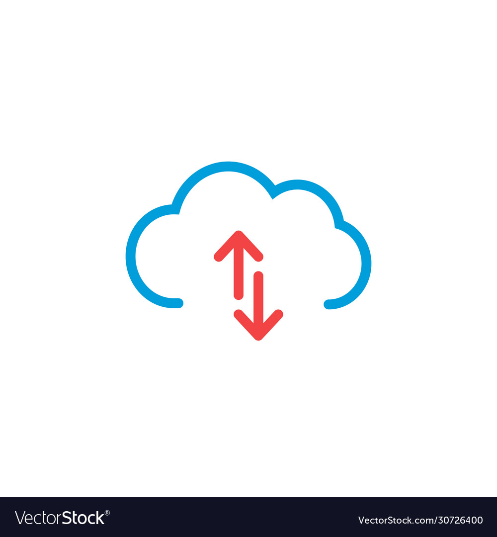 Linear cloud data sync graphic design icon