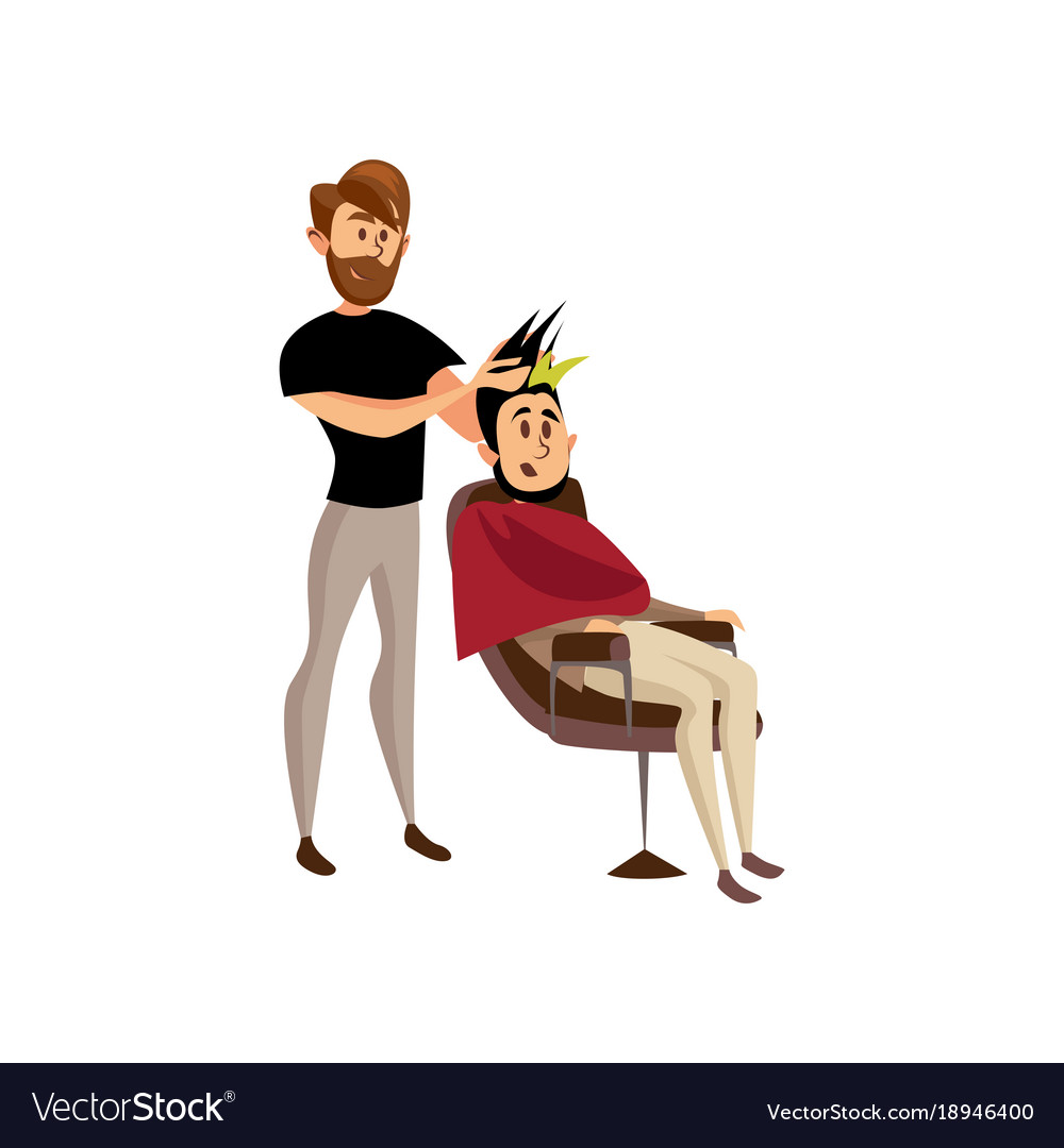 Download Male hairdresser serving client professional hair Vector Image