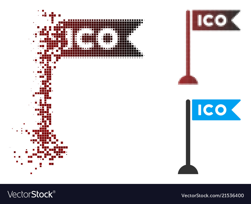 Moving pixel halftone ico flag marker icon