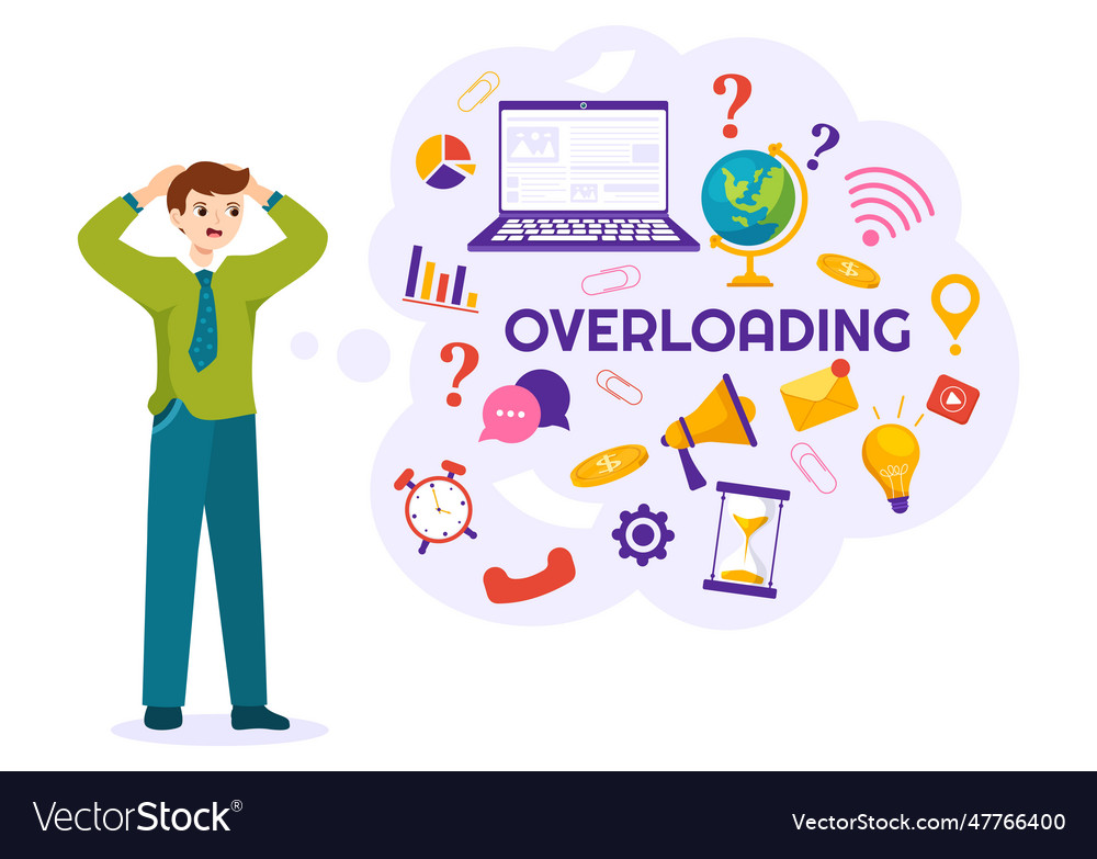 Overloading with busy work and multitasking Vector Image Overloading with busy work and multitasking