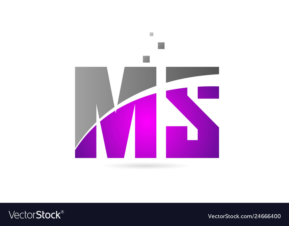 Pink grey alphabet letter combination ms m s for Vector Image