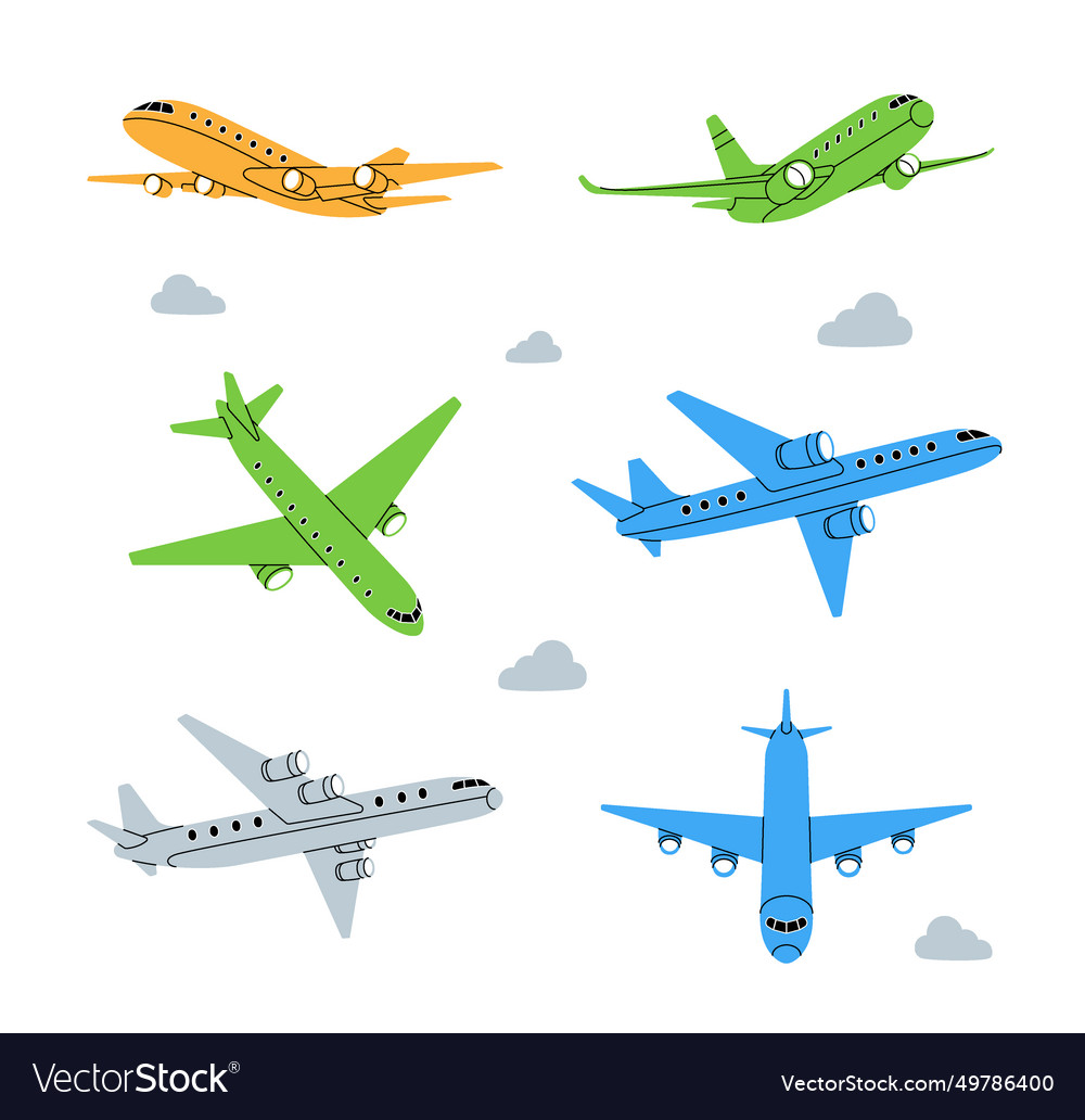 Plane set passenger airplanes different air Vector Image