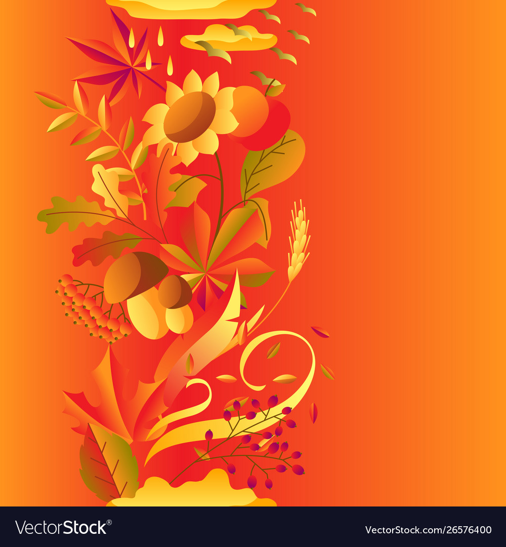Seamless pattern with stylized autumn items vector image Seamless pattern with stylized autumn items
