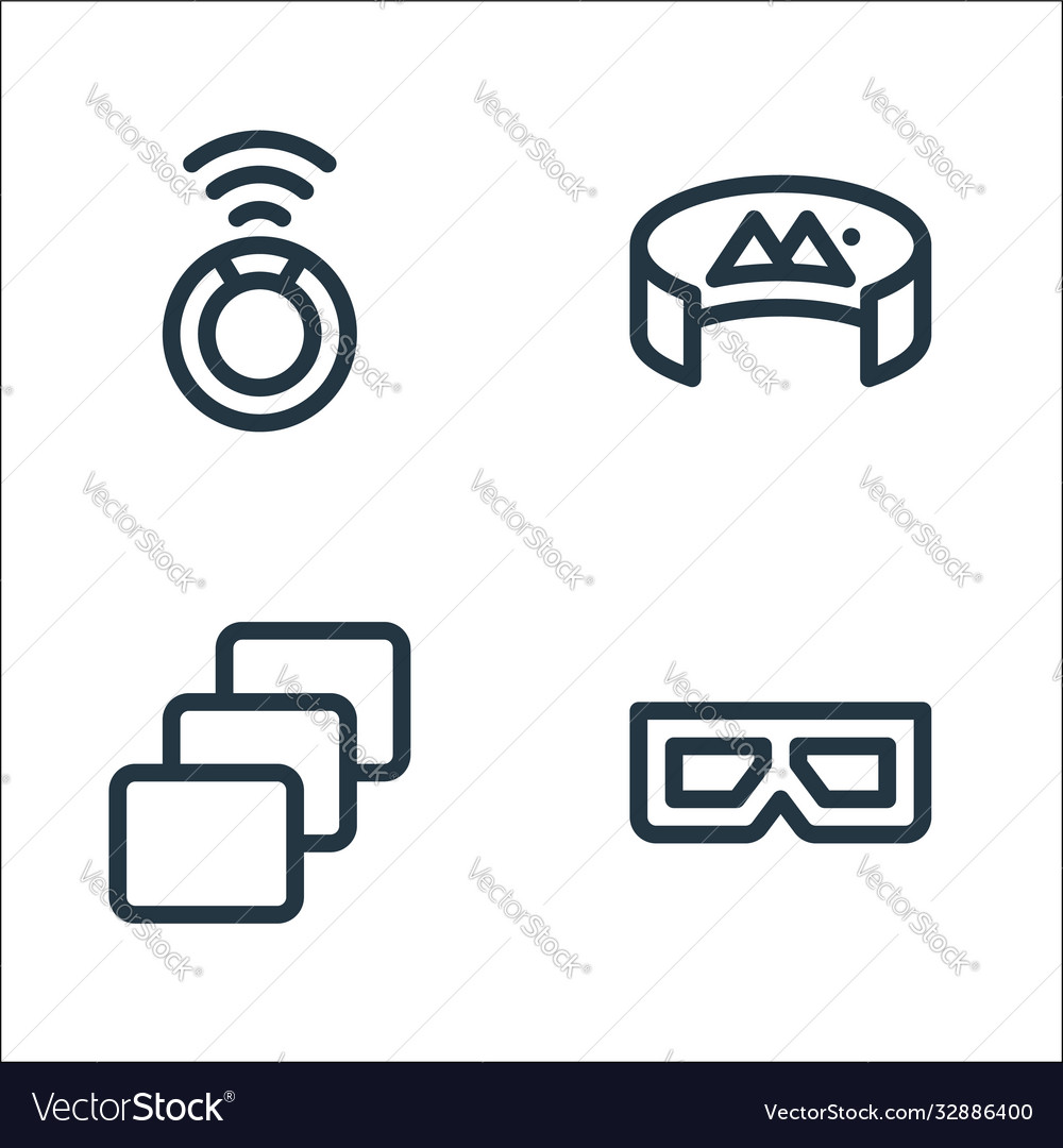 Virtual reality line icons linear set quality vector image Virtual reality line icons linear set quality