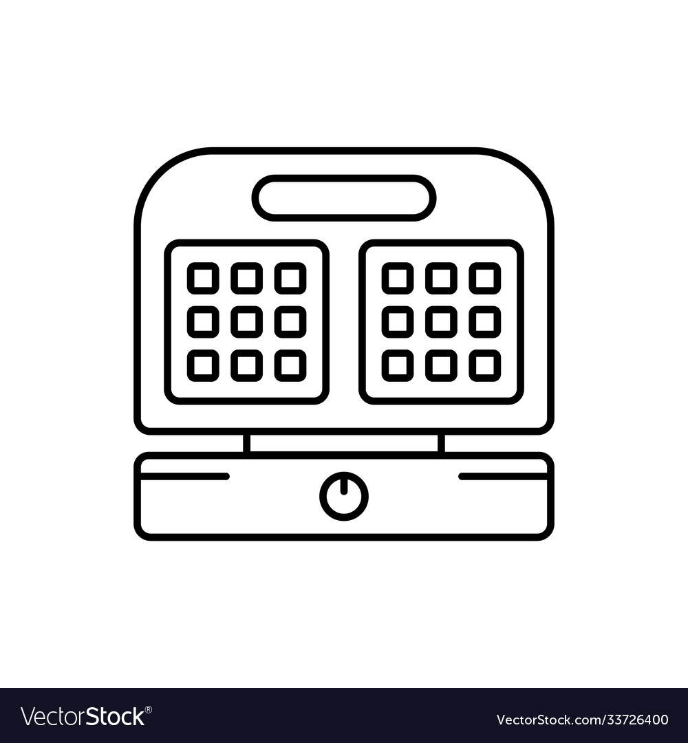 Waffle maker with open lid linear icon vector image Waffle maker with open lid linear icon