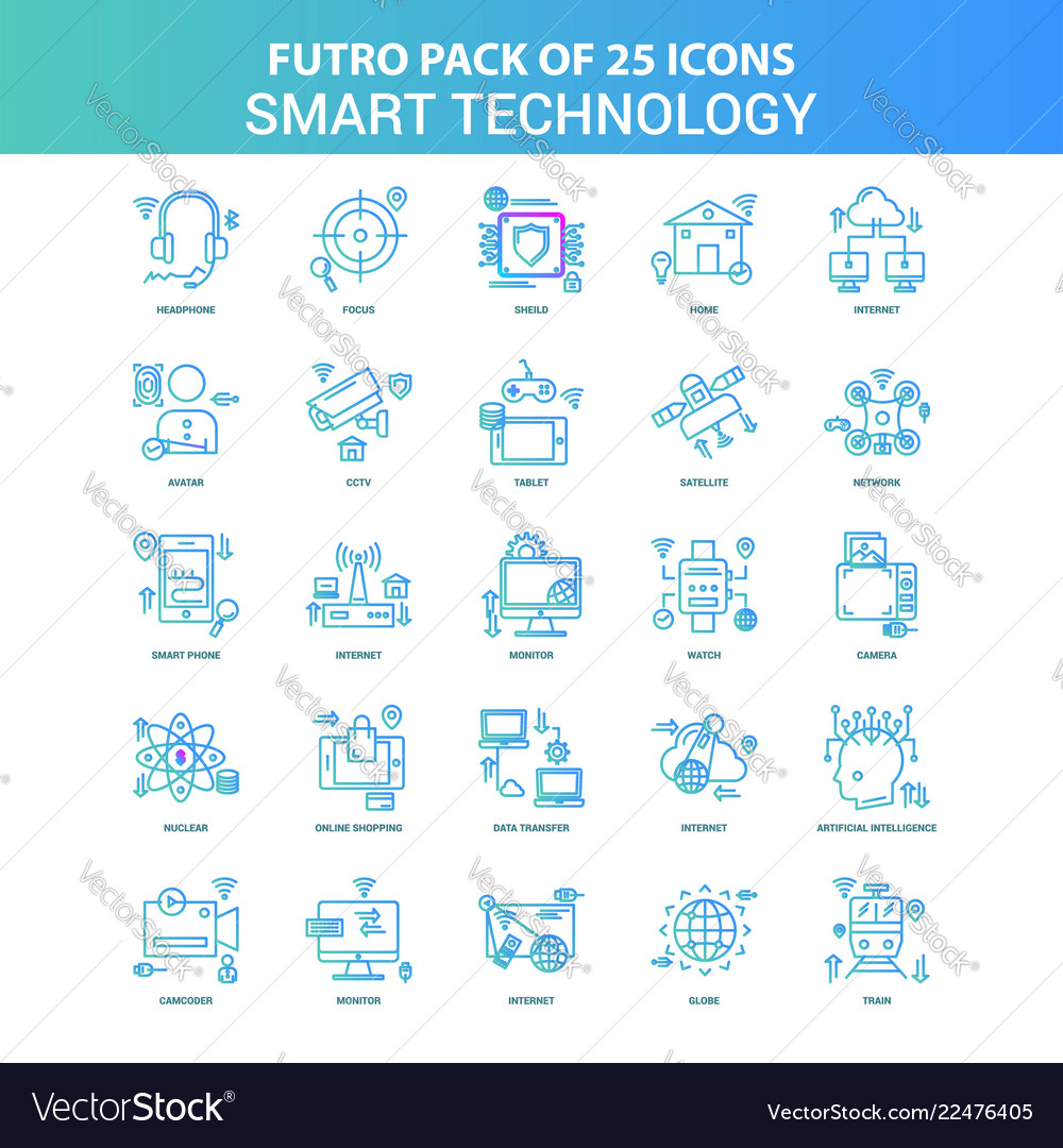 25 grün und blau futuro smart technology icon