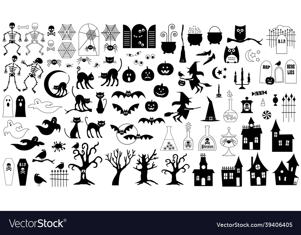 Black Halloween Silhouette Bundle Royalty Free Vector Image