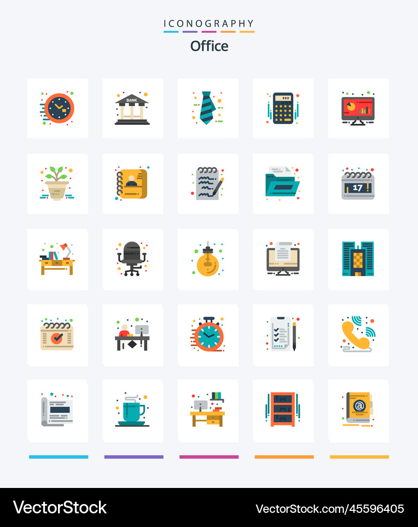 Creative office 25 flat icon pack Royalty Free Vector Image