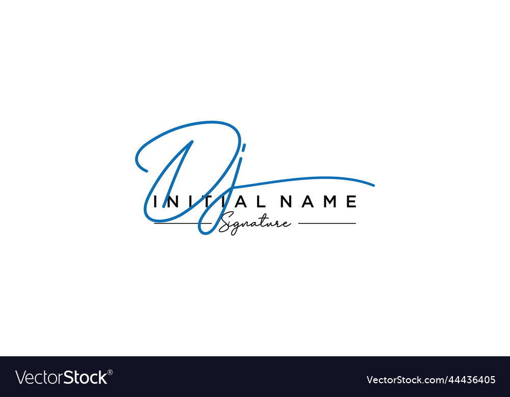 Initial dj signature logo template hand drawn