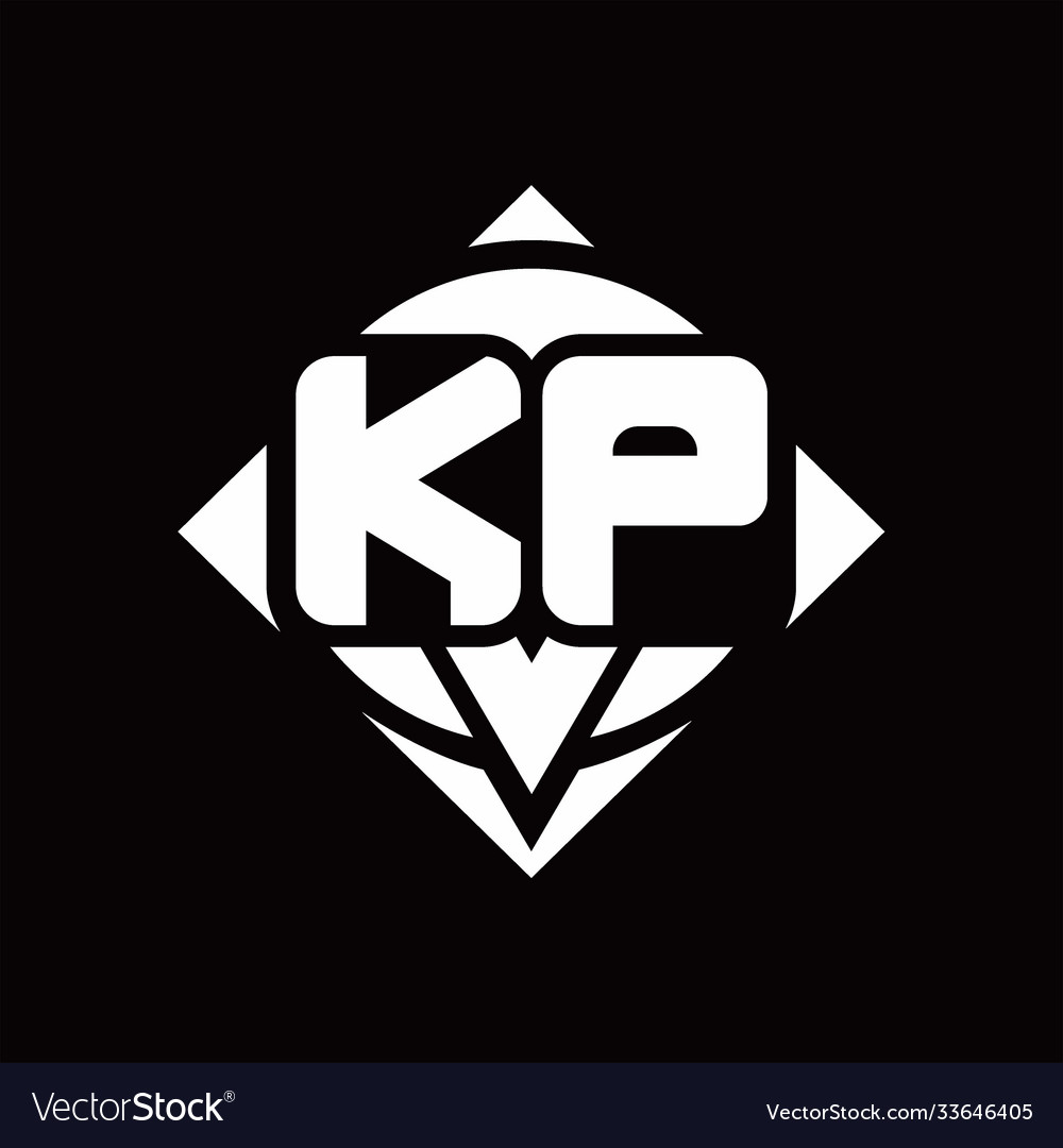 Kp logo monogram with circle shape and square
