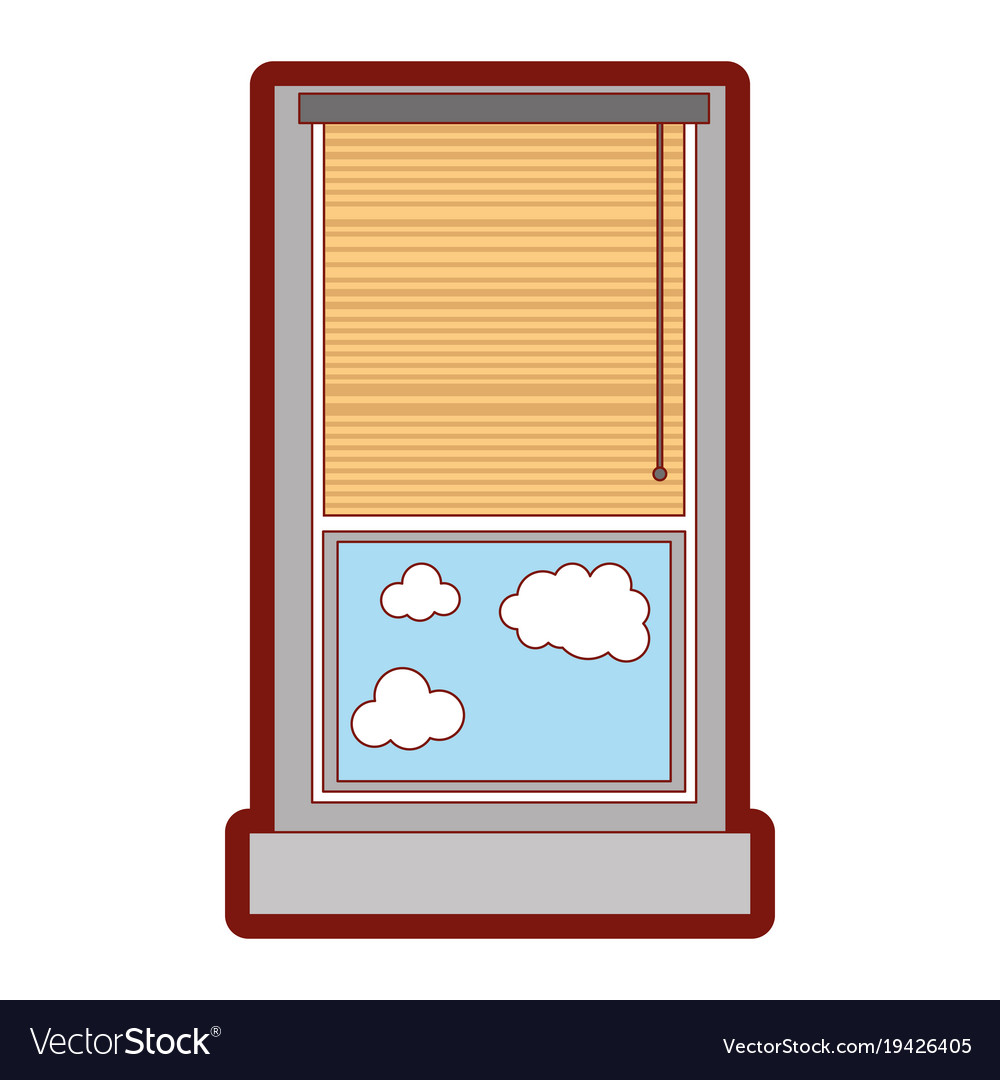 Line color window with curtain blind open