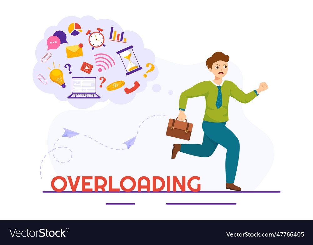 Überladen mit beschäftigter Arbeit und Multitasking Vector Image Überladen mit beschäftigter Arbeit und Multitasking