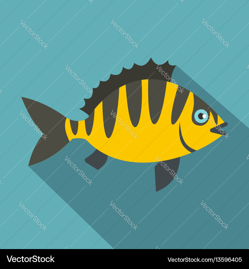 Perch fish icon flat style Royalty Free Vector Image