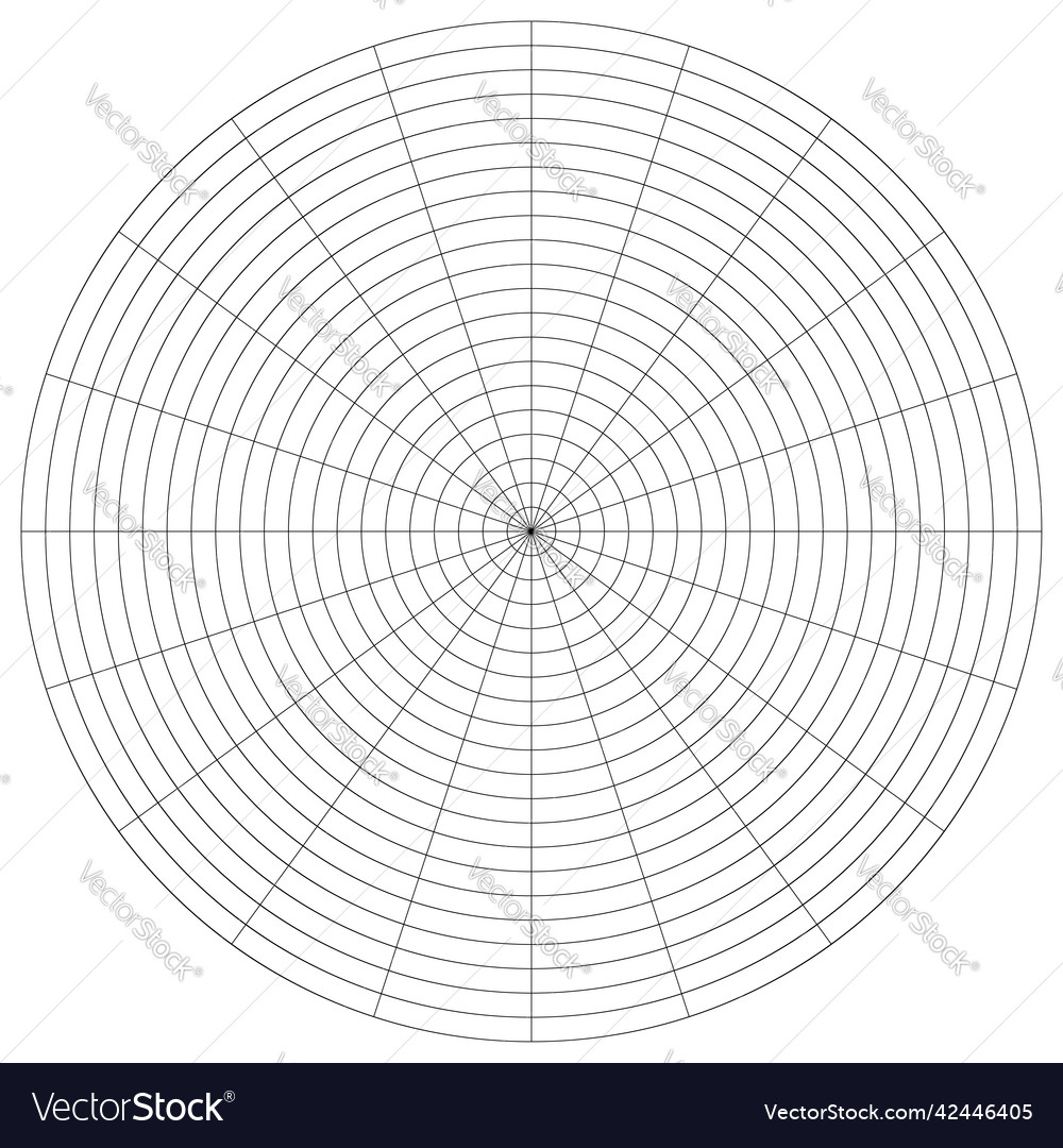 Polar circular grid mesh pie chart graph element vector image Polar circular grid mesh pie chart graph element