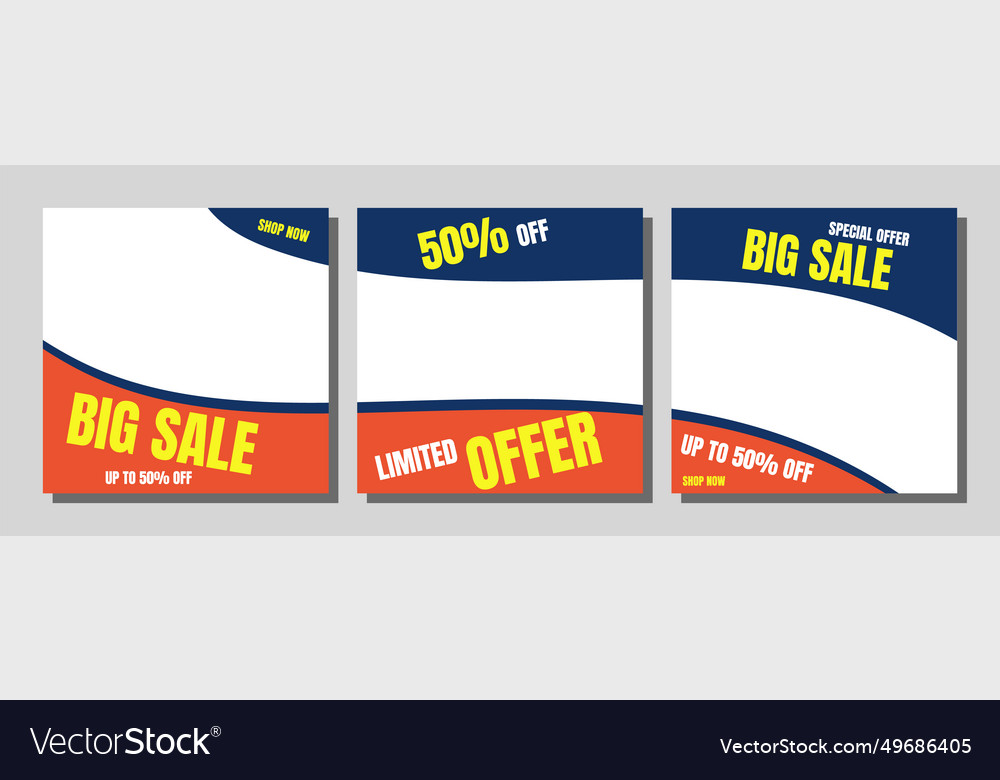 Set of editable minimal square banner template Vector Image Set of editable minimal square banner template