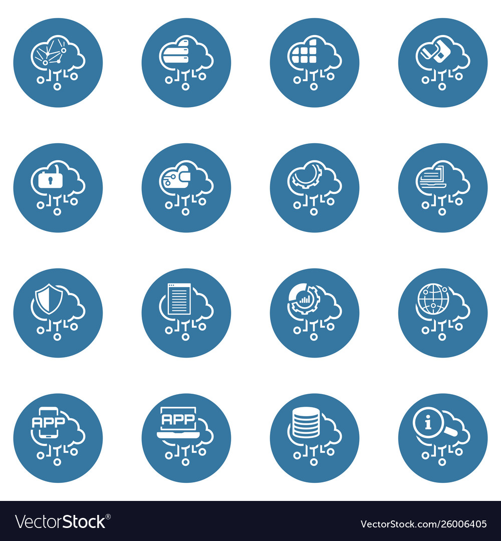Simple set cloud computing related line icons