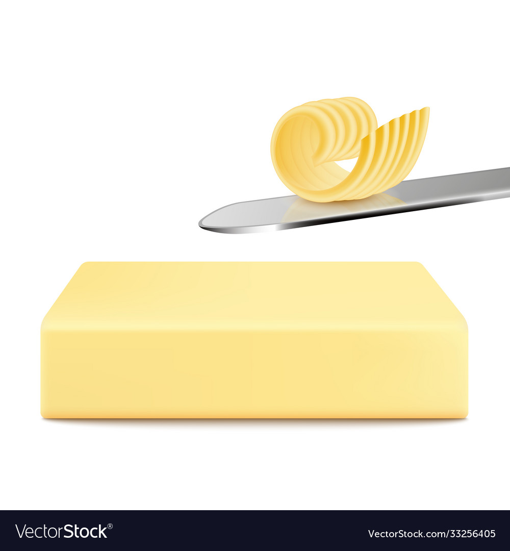 White block butter with single fork curl