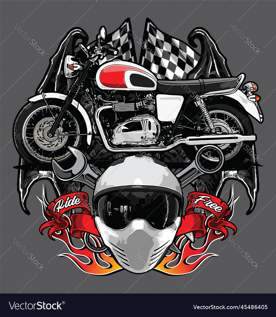 White motorcycle on black background template Vector Image