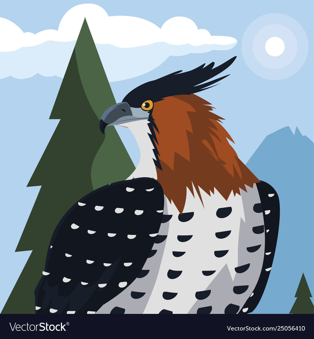 Beautiful hawk majestic bird in landscape Vector Image