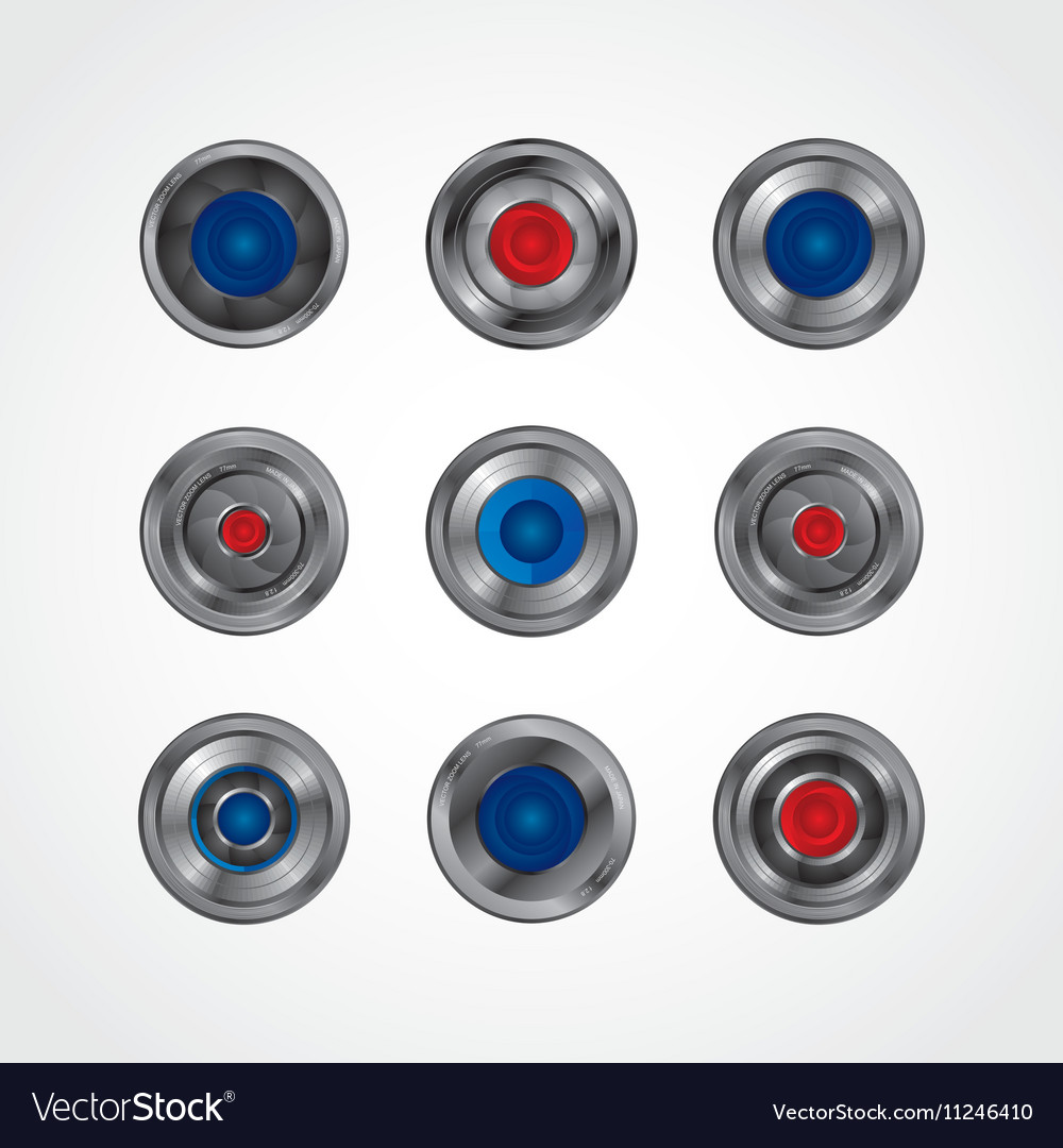 Camera photography button logotype set