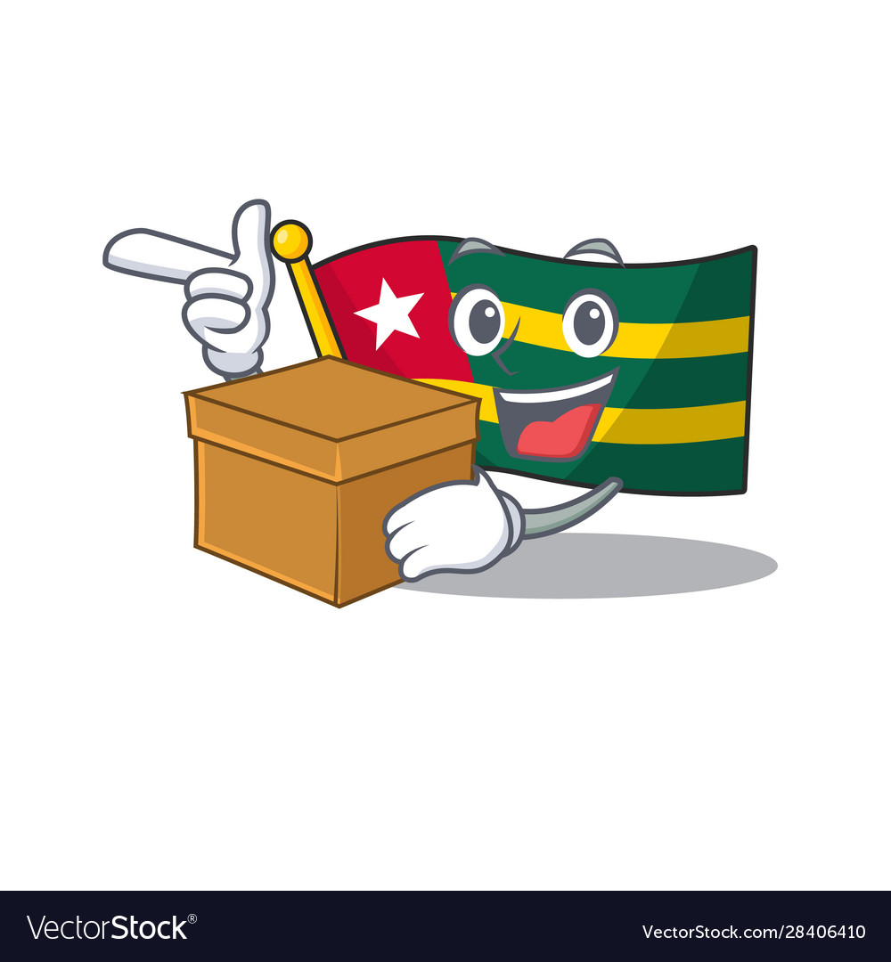 Flag togo scroll cartoon character bringing a box