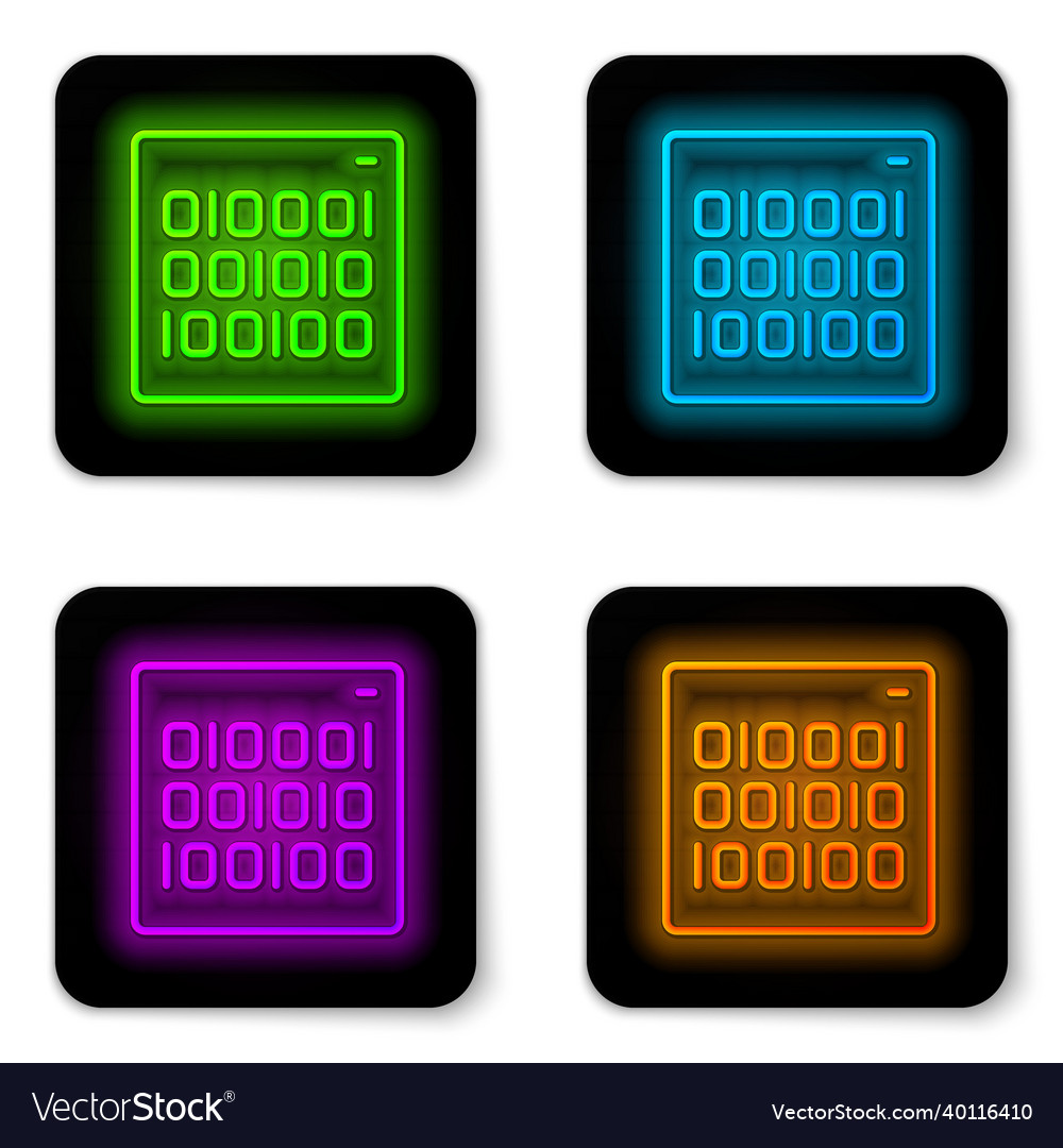 Glowing neon line binary code icon isolated vector image Glowing neon line binary code icon isolated