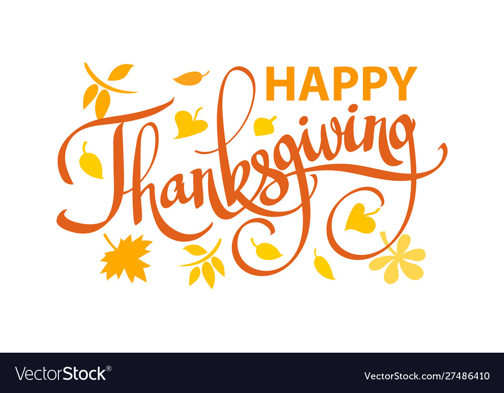 Happy thanksgiving text on autumn leaves Vector Image