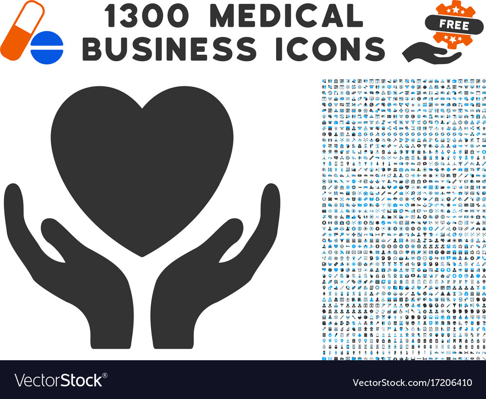 Heart care hands icon with 1300 medical business