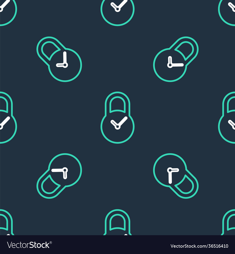 Line padlock with clock icon isolated seamless Vector Image Line padlock with clock icon isolated seamless