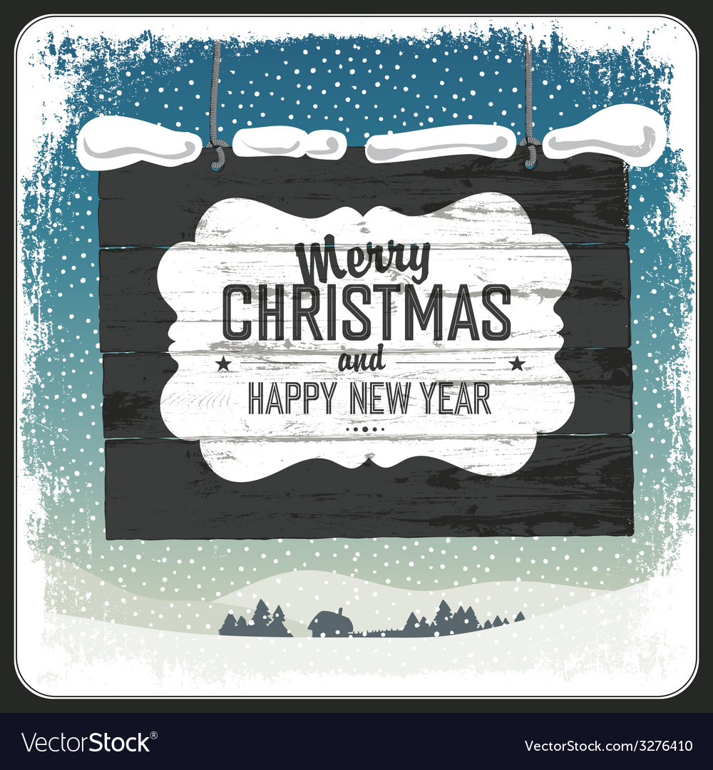 Merry Christmas Wooden Sign Royalty Free Vector Image