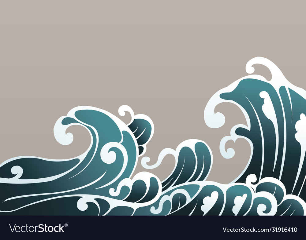 Oriental Wave Border - Asiatische Kunst
