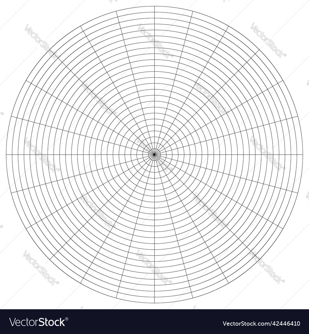 Polar circular grid mesh pie chart graph element vector image Polar circular grid mesh pie chart graph element