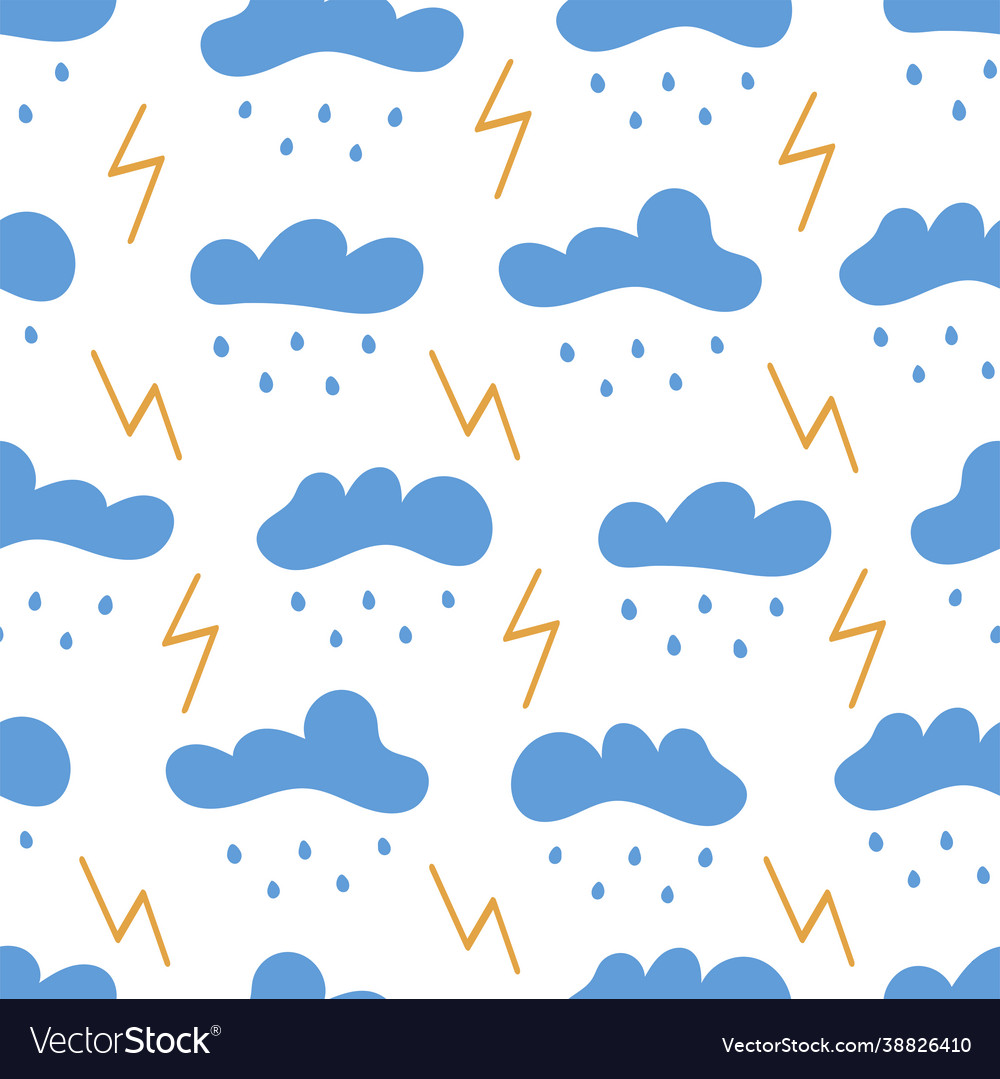 Seamless pattern with clouds rain vector image Seamless pattern with clouds rain