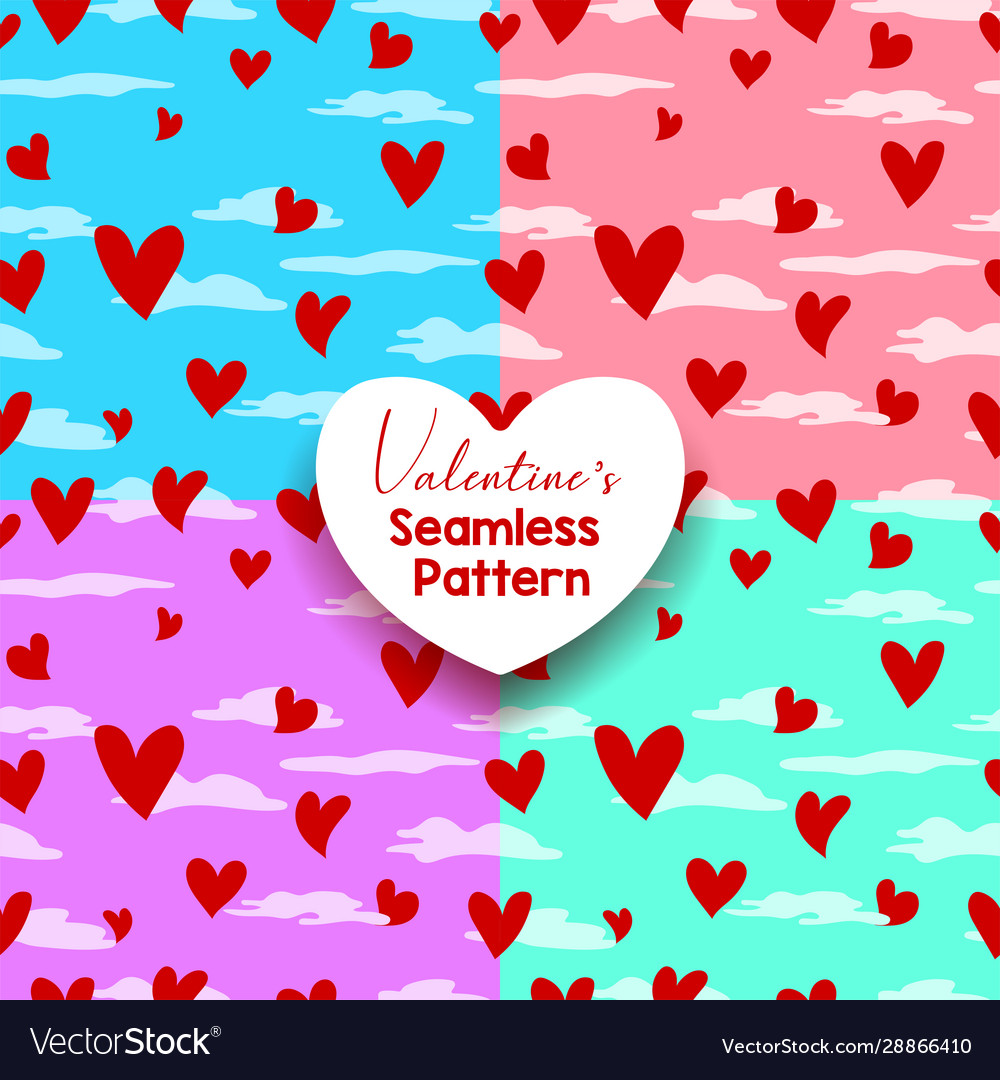 Set abstract heart seamless pattern background Vector Image Set abstract heart seamless pattern background