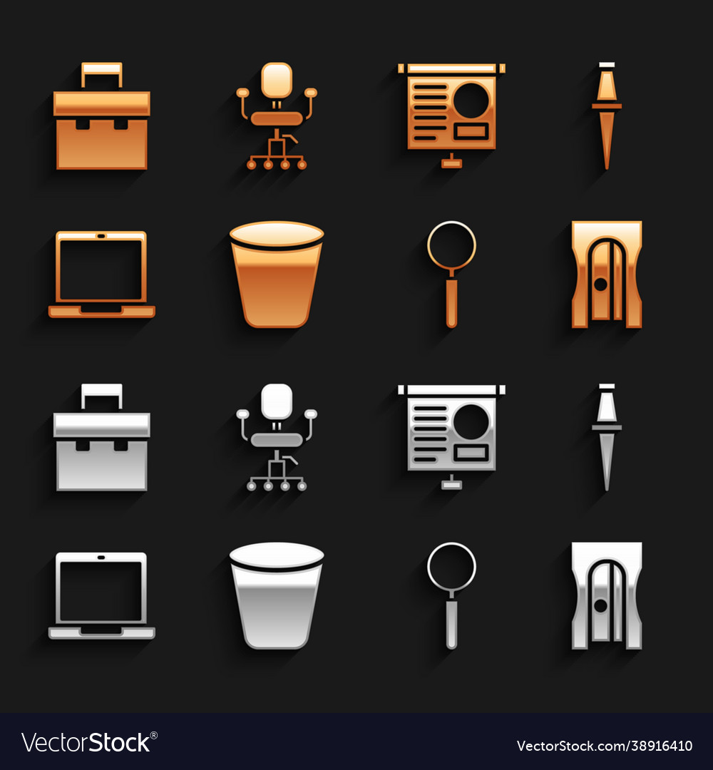 Set trash can push pin pencil sharpener vector image Set trash can push pin pencil sharpener