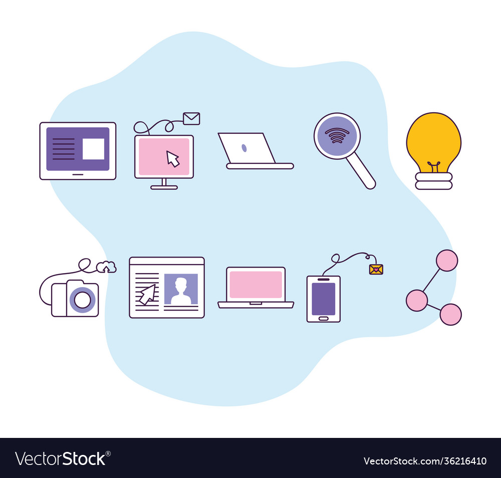 Technology and computers icons colorful design