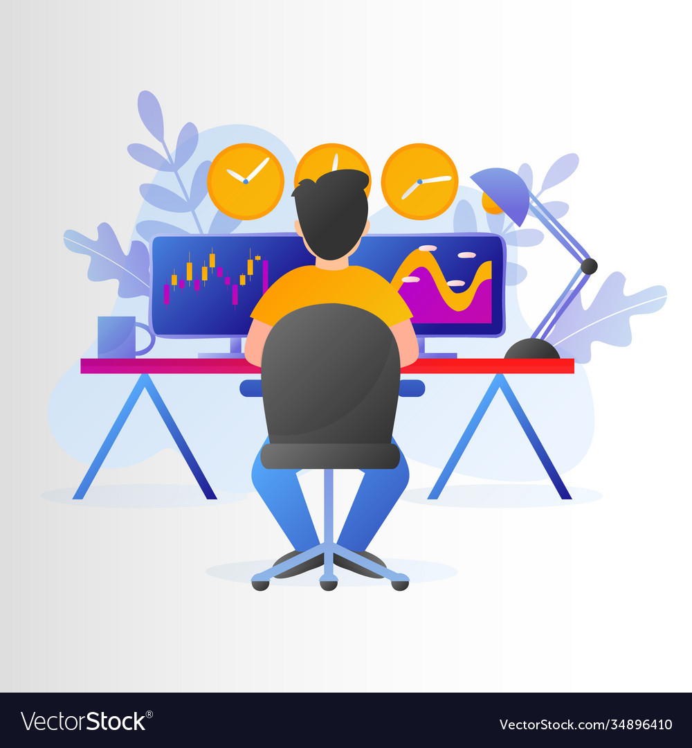 Trader working concept