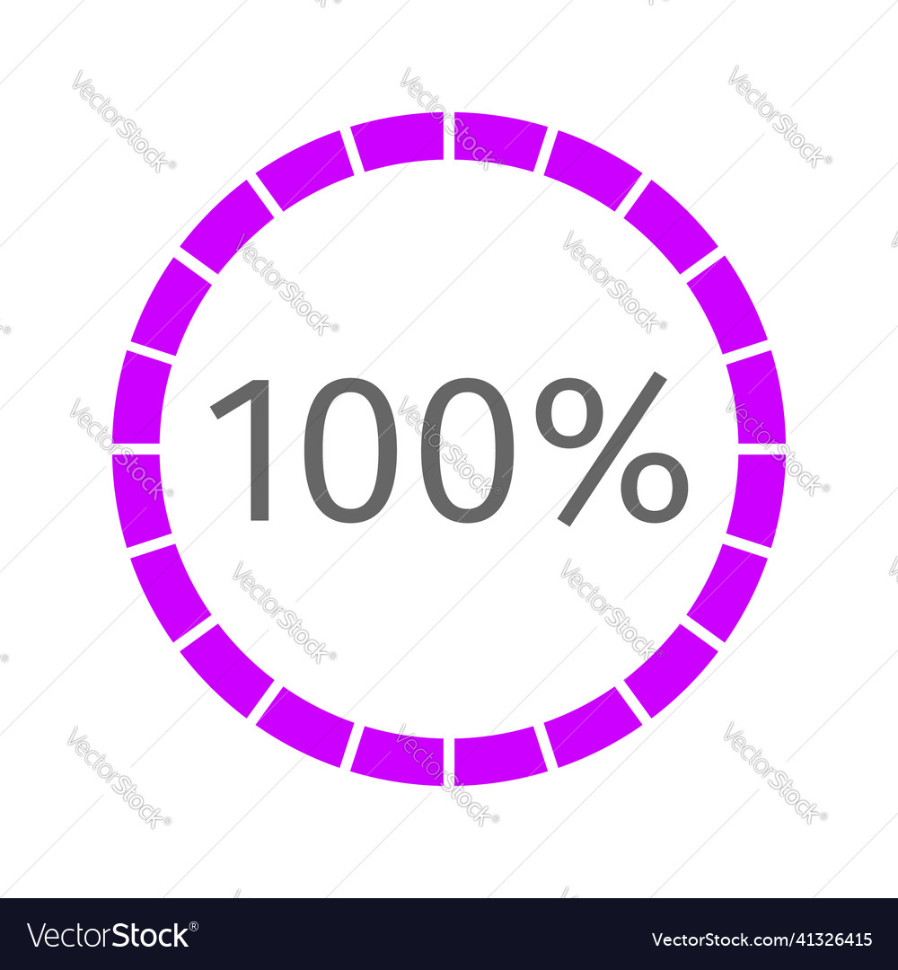 100 percent filled round loading bar ready symbol vector image 100 percent filled round loading bar ready symbol