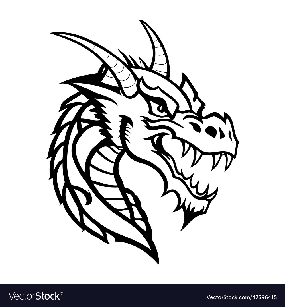 Black and White Dragon Head Icon